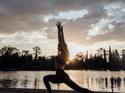 Stretching and balance exercises silhouette